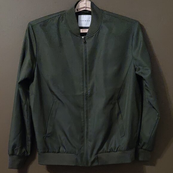 Topman Icon Bomber Jacket Dark Olive Green SIZE MEDIUM - Picture 1 of 7